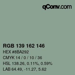 Color code: RGB 139 162 146 | qconv.com
