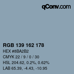 Color code: RGB 139 162 178 | qconv.com