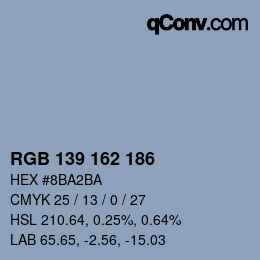Color code: RGB 139 162 186 | qconv.com
