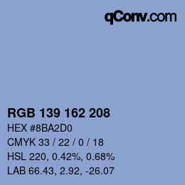 Color code: RGB 139 162 208 | qconv.com