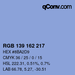 Color code: RGB 139 162 217 | qconv.com