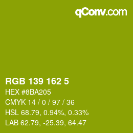 Color code: RGB 139 162 5 | qconv.com