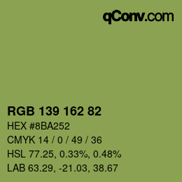 Color code: RGB 139 162 82 | qconv.com