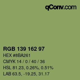 カラーコード: RGB 139 162 97 | qconv.com