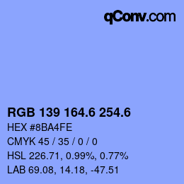 カラーコード: RGB 139 164.6 254.6 | qconv.com