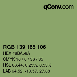 Color code: RGB 139 165 106 | qconv.com