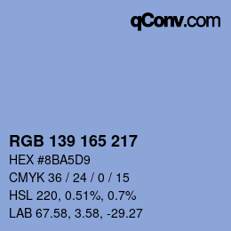 Color code: RGB 139 165 217 | qconv.com