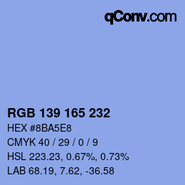Color code: RGB 139 165 232 | qconv.com