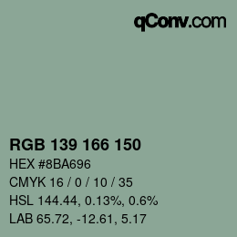 Código de color: RGB 139 166 150 | qconv.com