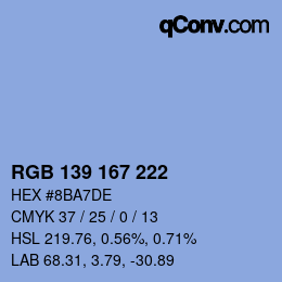 Color code: RGB 139 167 222 | qconv.com