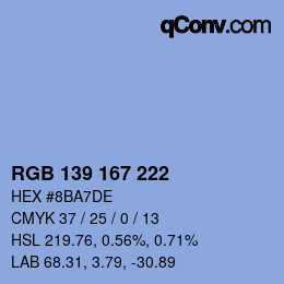 Color code: RGB 139 167 222 | qconv.com