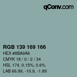 Code couleur: RGB 139 169 166 | qconv.com
