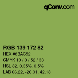 Color code: RGB 139 172 82 | qconv.com