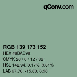 Farbcode: RGB 139 173 152 | qconv.com