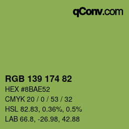 Color code: RGB 139 174 82 | qconv.com