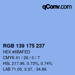 Color code: RGB 139 175 237 | qconv.com