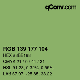 颜色代码: RGB 139 177 104 | qconv.com