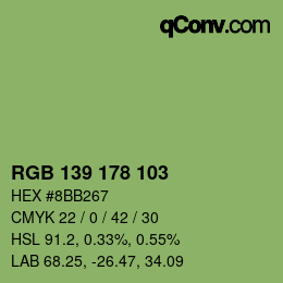 Color code: RGB 139 178 103 | qconv.com