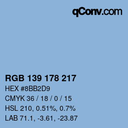 Color code: RGB 139 178 217 | qconv.com