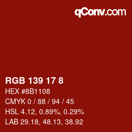 Color code: RGB 139 17 8 | qconv.com