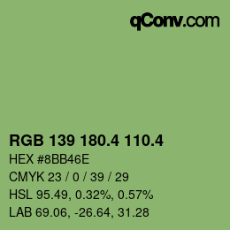 カラーコード: RGB 139 180.4 110.4 | qconv.com