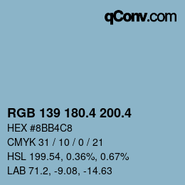 カラーコード: RGB 139 180.4 200.4 | qconv.com