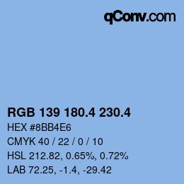 カラーコード: RGB 139 180.4 230.4 | qconv.com