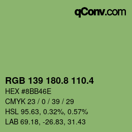 カラーコード: RGB 139 180.8 110.4 | qconv.com