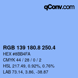 カラーコード: RGB 139 180.8 250.4 | qconv.com