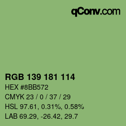 Color code: RGB 139 181 114 | qconv.com