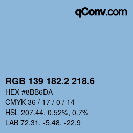 カラーコード: RGB 139 182.2 218.6 | qconv.com