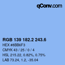 カラーコード: RGB 139 182.2 243.6 | qconv.com