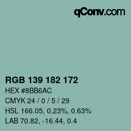 Código de color: RGB 139 182 172 | qconv.com