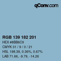 Color code: RGB 139 182 201 | qconv.com