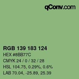 颜色代码: RGB 139 183 124 | qconv.com