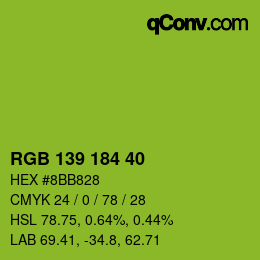 Color code: RGB 139 184 40 | qconv.com