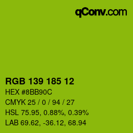 Color code: RGB 139 185 12 | qconv.com