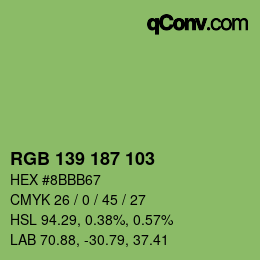 Color code: RGB 139 187 103 | qconv.com