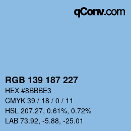 Farbcode: RGB 139 187 227 | qconv.com