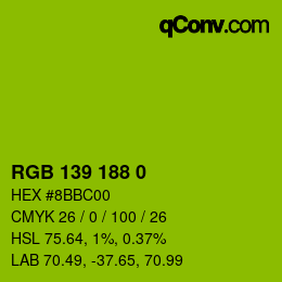 Color code: RGB 139 188 0 | qconv.com