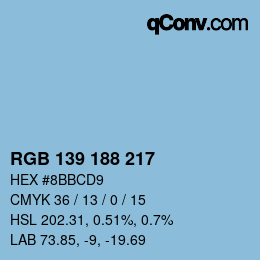 Color code: RGB 139 188 217 | qconv.com