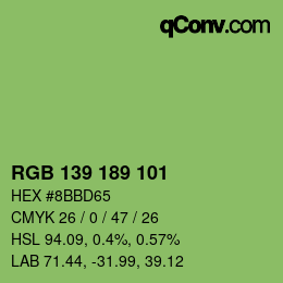 Color code: RGB 139 189 101 | qconv.com