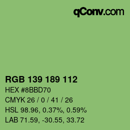 Color code: RGB 139 189 112 | qconv.com
