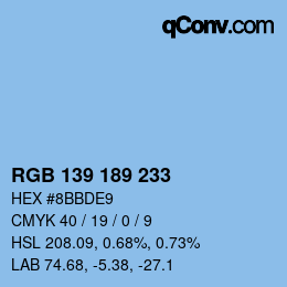 Color code: RGB 139 189 233 | qconv.com