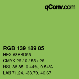 Color code: RGB 139 189 85 | qconv.com