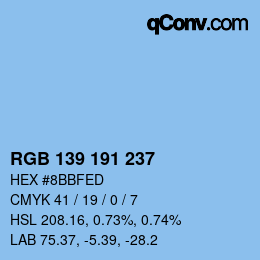 Color code: RGB 139 191 237 | qconv.com