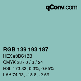 Color code: RGB 139 193 187 | qconv.com