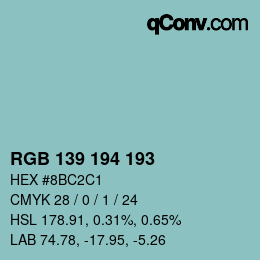 颜色代码: RGB 139 194 193 | qconv.com