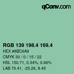 カラーコード: RGB 139 198.4 169.4 | qconv.com