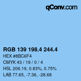 カラーコード: RGB 139 198.4 244.4 | qconv.com